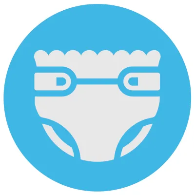 Illustration of a diaper inside a circle
