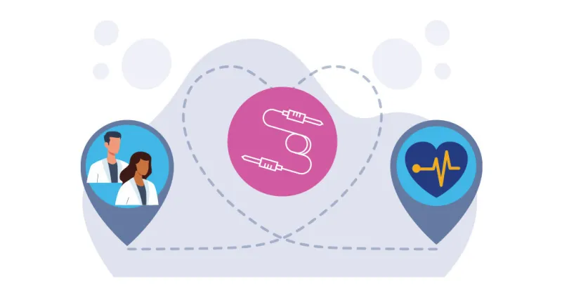 Illustration with images of doctor, a heart