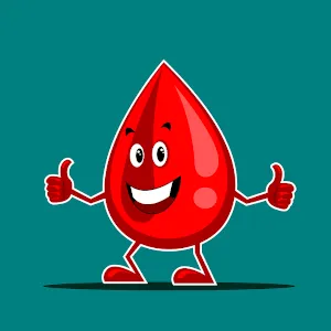 Illustration: Blood drop gives thumbs-up gesture