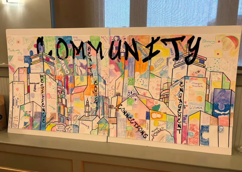Artistic puzzle, with the word "COMMUNITY" at the top
