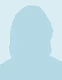 Blue outline of a woman in a blue square.